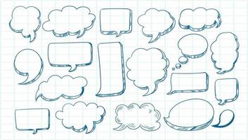 Hand drawn sketch speech bubble set vector