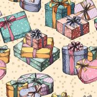 Gift boxes seamless pattern background vector