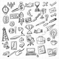 Hand drawn technology and office object sketch icon set vector