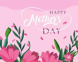 Happy Mother Day card with flowers decoration vector