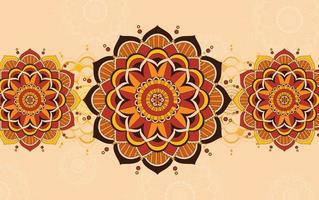 Orange Background Design with Mandala Patterns vector