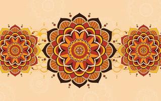 diseño de fondo naranja con patrones de mandala vector