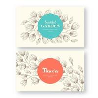 Floral label or business card template set vector