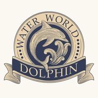 Dolphin Retro Label vector