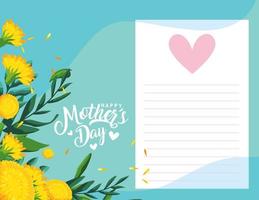 feliz dia de la madre tarjeta con decoracion de flores vector