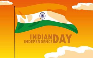 Indian Independence Day poster with flag vector