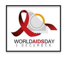 Red ribbon and condom for world AIDS day vector