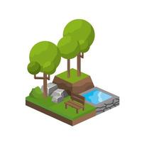 Isometric trees and water source design vector