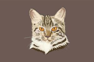 Cat's head realistic style hand drawing vector