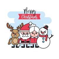 Christmas characters greeting card vector