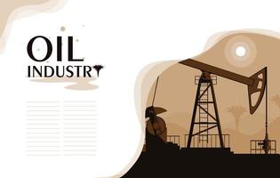 Oil industry scene with derrick vector
