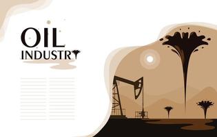 escena de la industria petrolera con torre de perforación vector