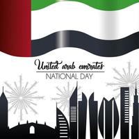 bandera de emiratos árabes unidos con bandera para celebrar el día nacional vector