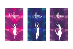 Set of wellness icons of women with nature elements vector