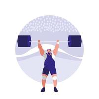 Man practicing lifting weight avatar character vector