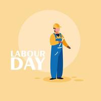 Labour day celebration with construction worker vector