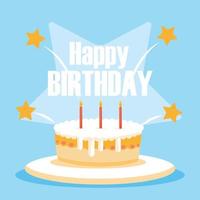 Happy birthday card with sweet cake and candles vector