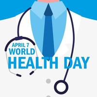 tarjeta del día mundial de la salud con doctor vector
