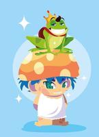 Frog prince with fungus avatar character vector