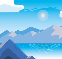 Landscape with lake scene icon vector