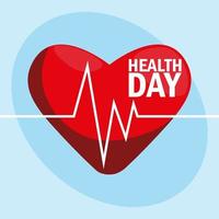 World health day card with heart vector