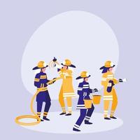 Group of firefighters avatar character vector