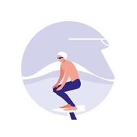 Man practicing swimming avatar character vector