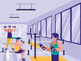 Men lifting weights in gym icon