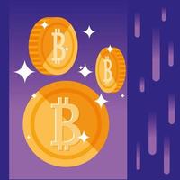 Crypto mining bitcoin icons vector