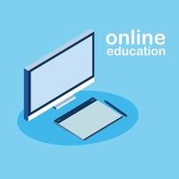 educación en línea con escritorio vector