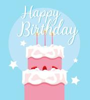 Happy birthday card with sweet cake and candles vector