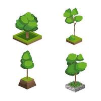 Isometric trees icon set  vector