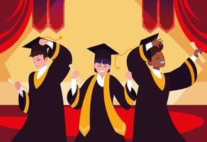 Graduating students in celebration design vector