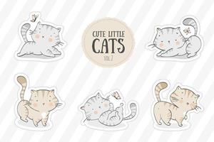 Collection of hand drawn cute baby kitty cats vector