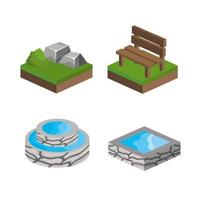 Isometric building design icon set vector