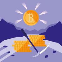 Crypto mining bitcoin icons vector