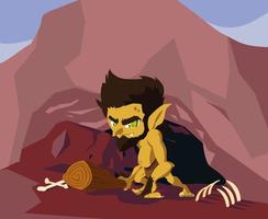 Caveman ugly fairytale with bones vector