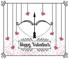 Valentines day greeting card with arrow and bow vector