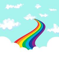 camino del arco iris sobre un fondo de cielo vector