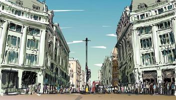 Color sketch of a cityscape in England vector