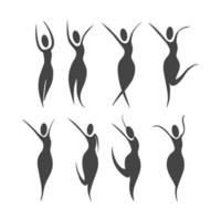 Set of women silhouettes in a wellness concept vector