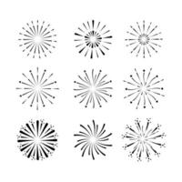 Fireworks outline icon set vector