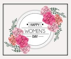 Womens day greeting card design with flowers vector