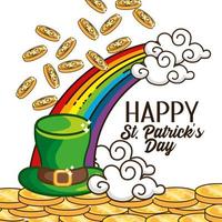 St. Patrick day banner with Irish hat and rainbow vector