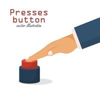Hand pressing a red button vector
