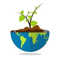 Planet Earth with plant growing vector