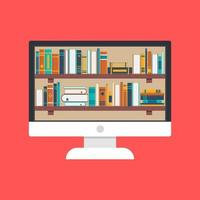 concepto de biblioteca y educación en línea vector