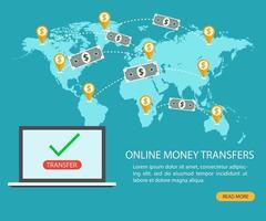 Online money transfer and e-bank transaction vector
