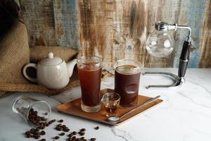 Coffee and tea on a platter photo