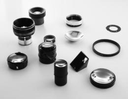 Black and white photo of camera lenses